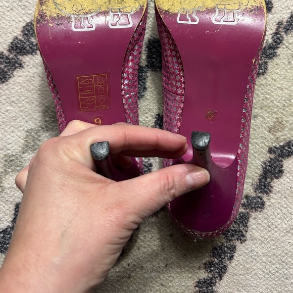 +++ RARE irregular choice shoes. Pink leather with holographic stars - Picture 5 of 6